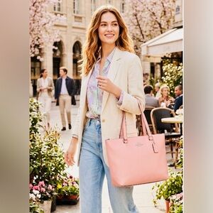 Coach Pink Bay Tote Shoulder Bag Soft Pebble Leather 2018 #F48637 - EUC